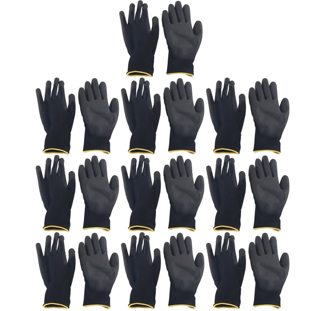 Guante de punto sin costuras, 10 pares de guantes de trabajo de seguridad antiestáticos, guantes con pegamento de PU, características líderes en su clase