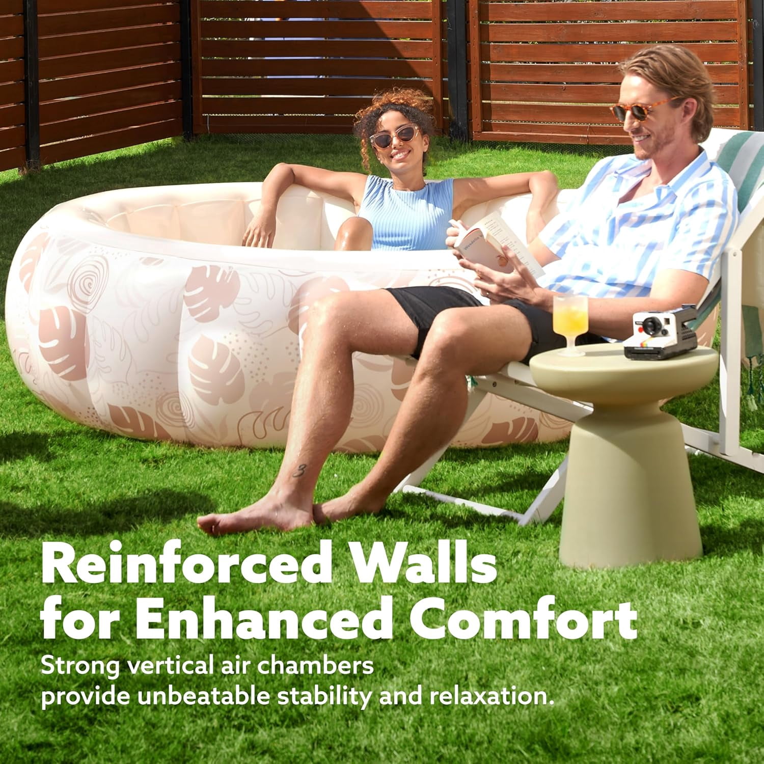 Inflatable Swimming Pool,5.5ft x 20 Inch Full-Sized Blow Up Durable Thickened Luxury Above Ground Family Pool with Comfortable Backrest for Summer Water Party Backyard Garden Lawn
