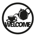 thumbnail image 3 of Round Welcome Sign with Coffee Tea Pot Laser Cut Solid Steel Decorative Home Accent Wall Sign Hanging, 3 of 3