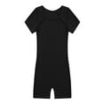 thumbnail image 2 of Sinleey Girls Boys Short Sleeves Ballet Dance Unitard Leotard Stretchy Gymnastics Athletic Biketards A Black 10, 2 of 7