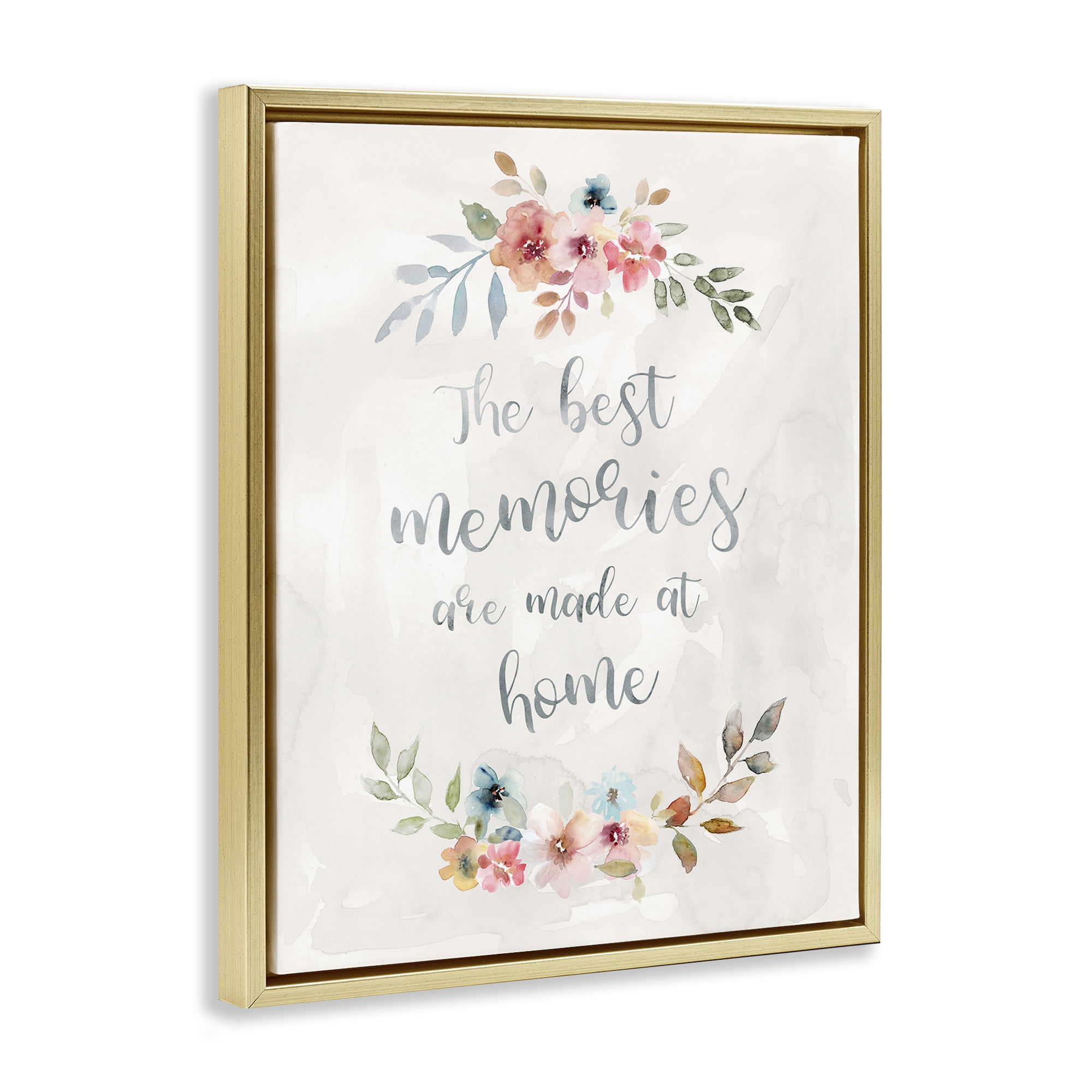 Stupell Industries Best Memories at Home Plants & Flowers Painting Gold Floater Framed Canvas Art Print Wall Art, 25 x 31