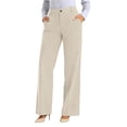 thumbnail image 3 of acuever Suit Trousers Women's High Waist Trousers Wide Leg Fabric Trousers Elegant Trousers Straight Leg Trousers Business Outfit Trousers Long Drawstring Women's Casual Pants Yoga Pants（S）, 3 of 7