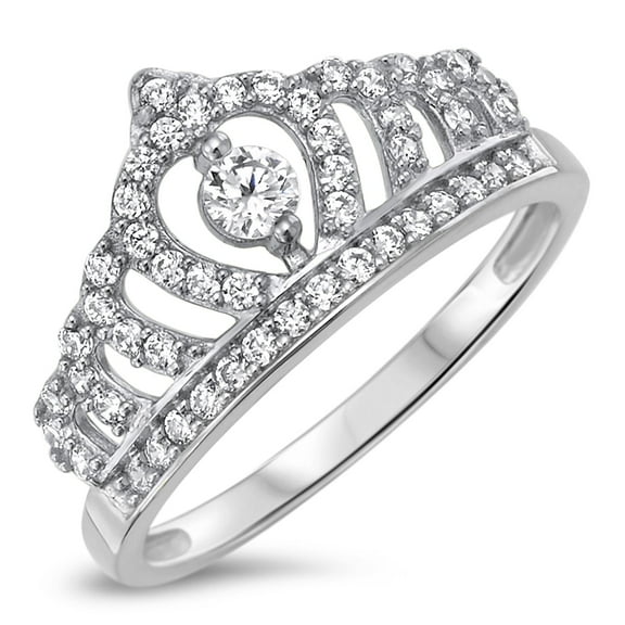 Sterling Silver 925 Tiara Crown Ring