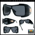 thumbnail image 2 of Super Loud Showy XL Oversized Thick Temple Wrap Shield Plastic Sunglasses [All Black], 2 of 8