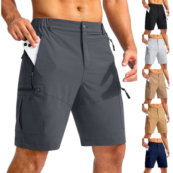 Domzle Men's Hybrid Flat Front Golf Shorts Casual Lightweight Chino with Pockets Quick Dry Stretch Navy M