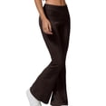 thumbnail image 4 of Women'S Flare Skinny Pants Fold over Leggings Bell Bottom Slim Fit Yoga Pants Y2k Joggers Brown XS, 4 of 7