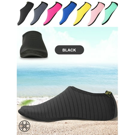 

Luxtrada Womens and Mens Water Shoes Quick-Dry Aqua Strip Socks Barefoot Beach Socks for Outdoor Beach Swim Surf Yoga Exercise Black M