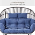 thumbnail image 6 of PARKWELL Double Wicker Egg Chair with 2 Ottomans and Cushions - Patio Oversized 2 Person Egg Basket Lounge Chair for Indoor Outdoor Living Room 550lb - Blue, 6 of 10