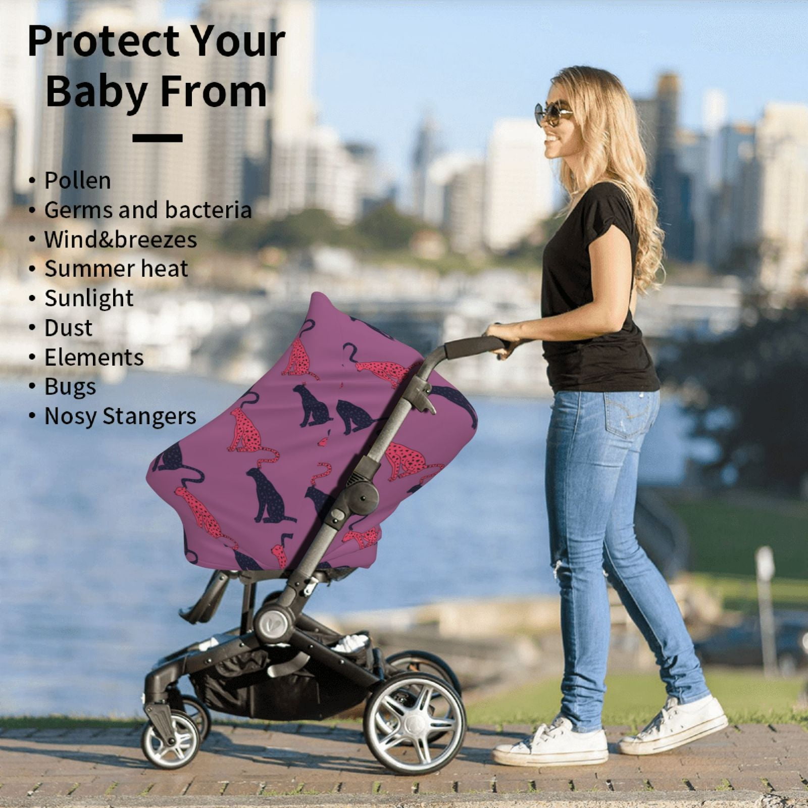 Fotbe Leopard Print Pattern Car Seat Covers for Babies, Nursing Breastfeeding Cover Infant Carseat Canopy, Soft Stretchy Carrier Cover