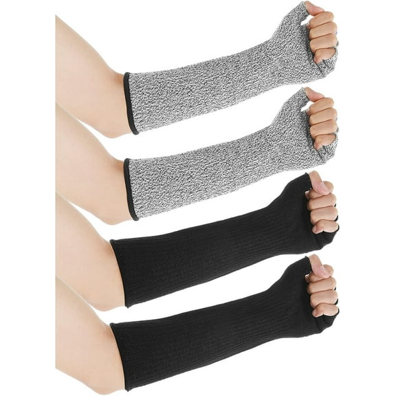 2 Pairs Forearm Protective Sleeves with Fingers Cut Resistant Sleeve Arm Level 5 Protection Arm Protectors for Thin Skin and Bruising