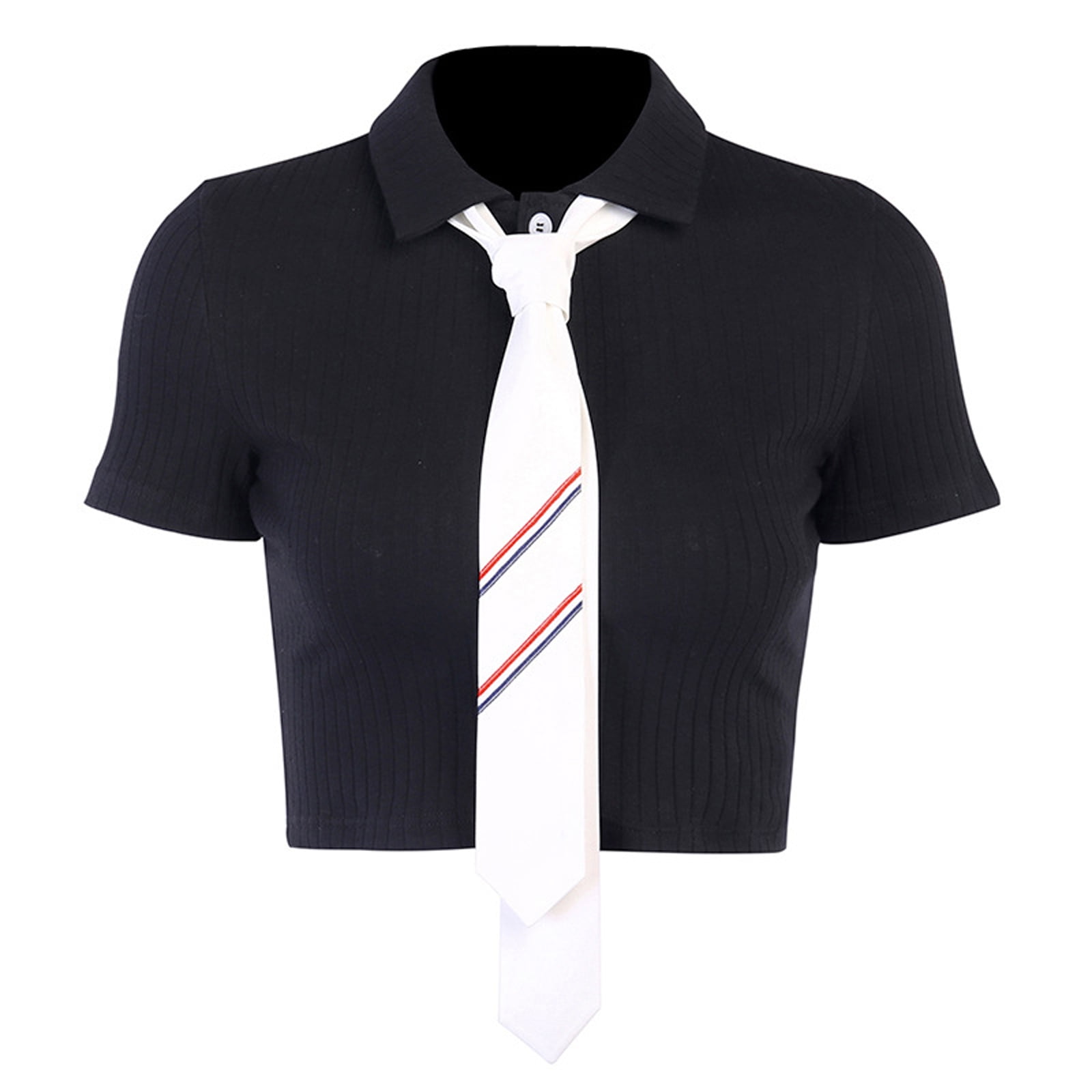 Short Sleeve Rib Knit Polo Shirt 