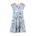 thumbnail image 4 of Girls Easter Clothes Ruffle Tiered Dress Fly Sleeve Crew Neck Cute Bunny Eggs Print Spring Holiday Short Dress (10-11 Years, Sky Blue), 4 of 6