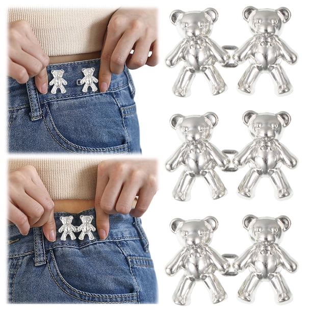 Minnieouse 3a Juego de 2 hebillas de cintura de oso de aleación con fácil operación efecto instantáneo garantizado cintura de oso de jeans Ropa, zapatos y accesorios Miscelánea Plata