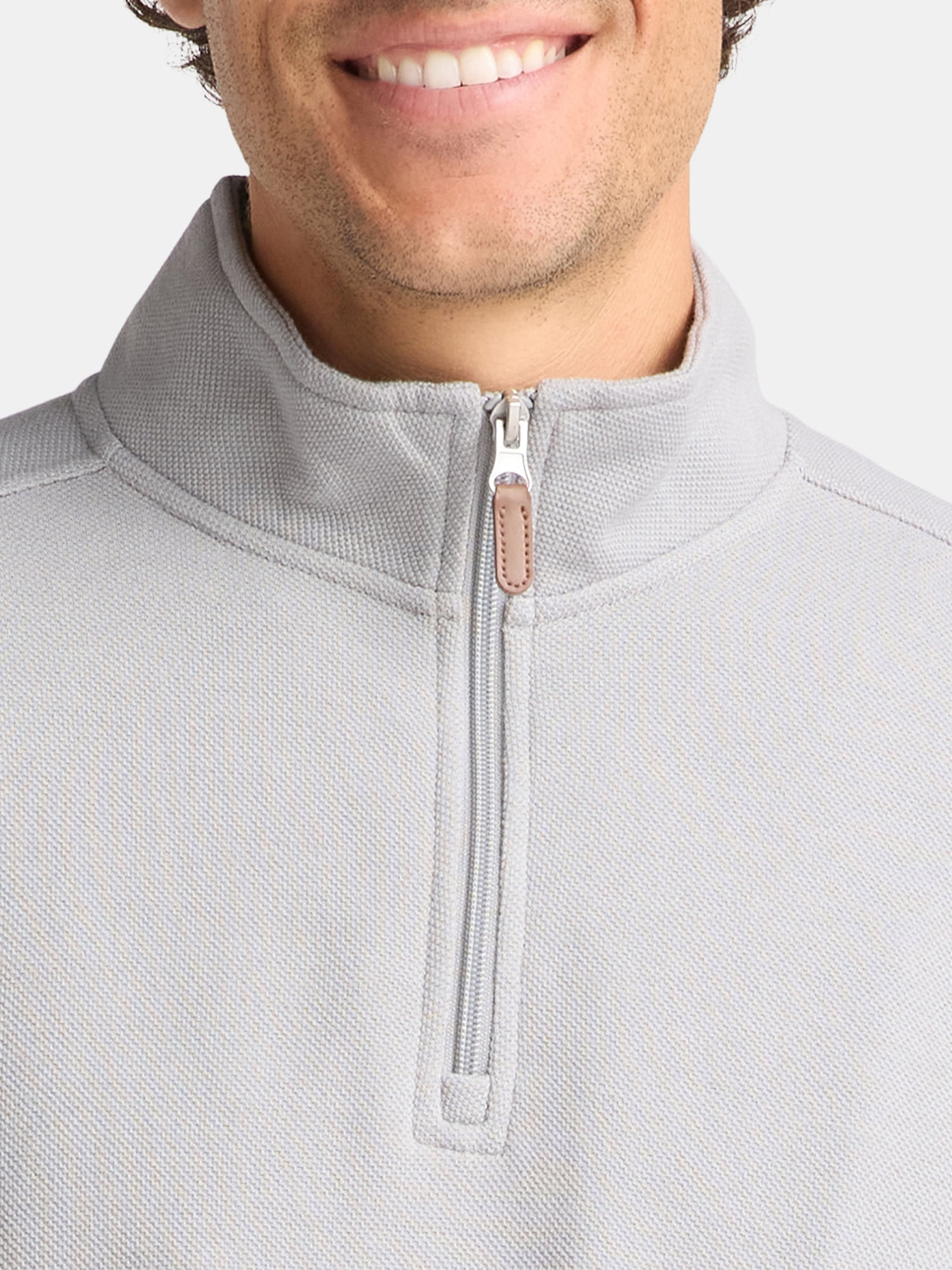George Men's and Big Men's Pique Fleece Quarter Zip Pullover with Long Sleeves, Sizes S-3XL