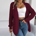 thumbnail image 4 of Lovskoo 2024 Cardigan Sweaters for Women Open Front Trendy Solid Color Long Sleeved Pocket Oversized Winter Outerwear Tops Claret, 4 of 7