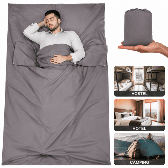 Holytech Sleeping Bag Liner,Travel Sheet & Adult Sleep Sack, Camping Sheets Travel Sleep Sack for Backpacking,Hotels & Hostels -Lightweight Single &Double Travel Sheet Camping Sheets