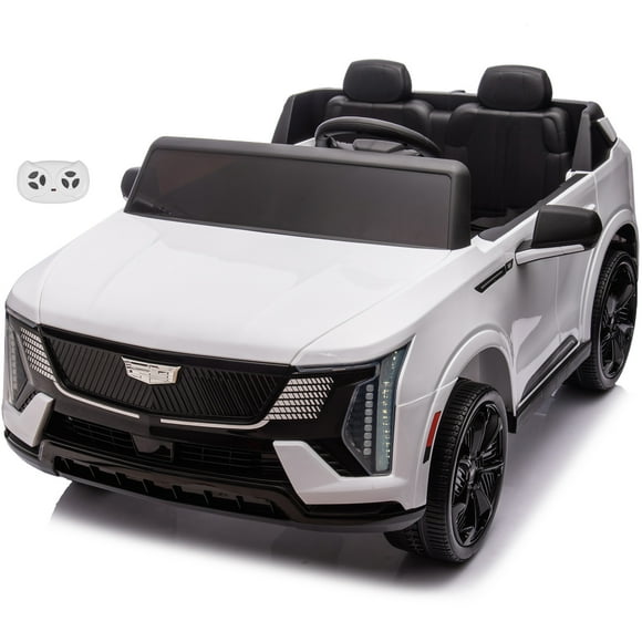 VOLTZ TOYS Officially Licensed Cadillac Escalade IQ 24V 2-Seater Kids Ride-On SUV, Motorized Luxury Toy Car with Parent Remote Control, High Clearance Open Doors, LED Lights, White