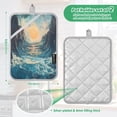 thumbnail image 3 of Two Pieces Of Square Heat Insulation Pad Oven Mitts 7x9.8 Inch Oven Microwave Kitchen Cooking Baking Beautiful Sun and Sea, 3 of 7