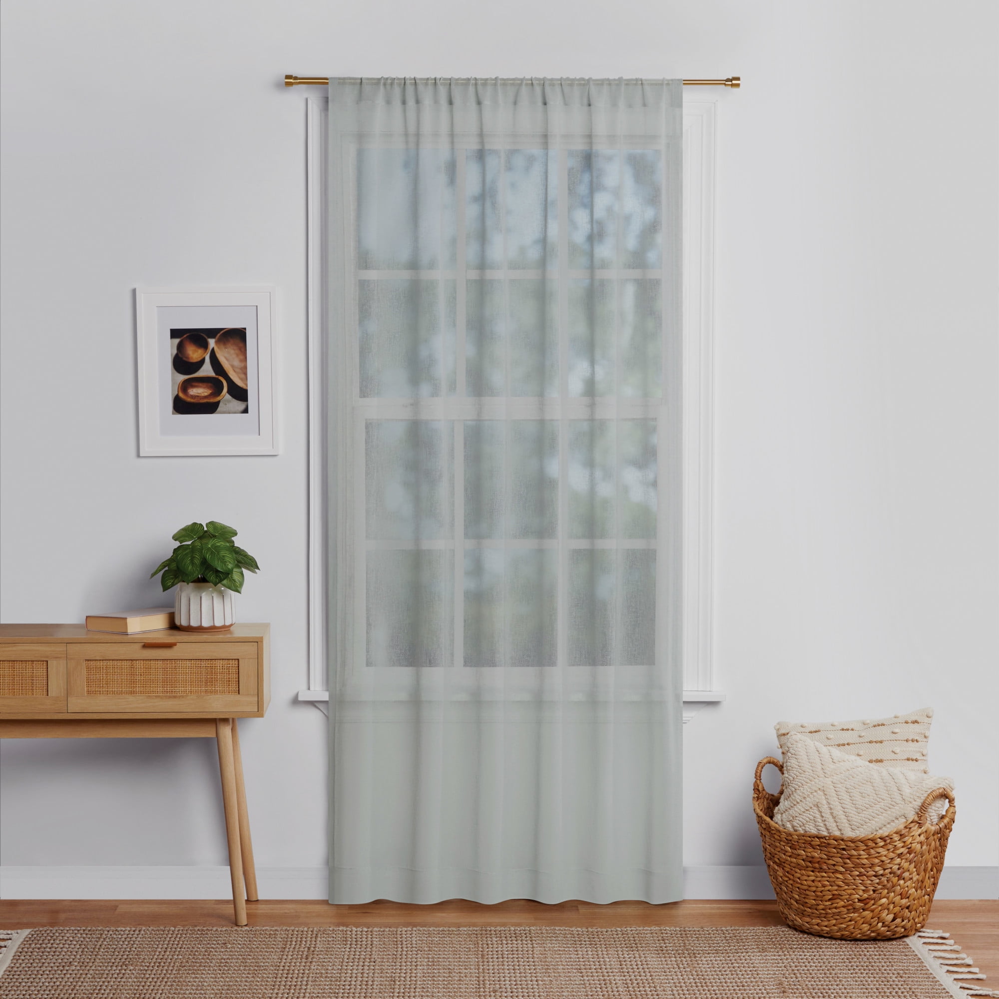 Mainstays Bel Air Indoor Curtain Single Panel, Pole Top, Smoke Grey, Polyester, 50"W x 84'L, Adult