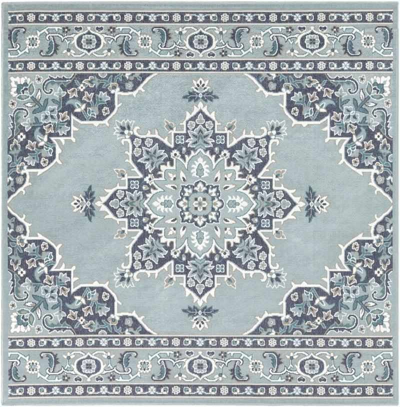 Mark&Day Area Rugs, 9x9 Lyla Indoor/Outdoor Square Blue White Area Rug