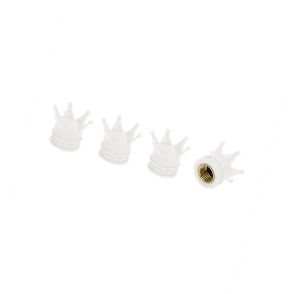 Motoforti Tire Valve Stem Caps 12.8MM Car Wheel Valve Cap ABS White Crown Style for Car Bike Motorcycle Truck 4pcs