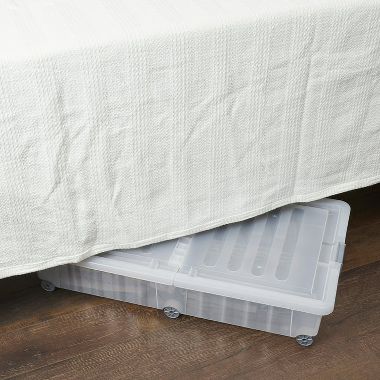 Home Basics 45L Under The Bed Storage Box with Wheels, Clear, STORAGE  ORGANIZATION