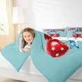 thumbnail image 4 of Manfei Cartoon Cherry Bowknot Full Size Comforter Sets,Cute Stars Print Bedding Comforter Set,Blue Red Bedding Sets For Teens,Microfiber Bedroom Decor Reversible,3-Piece, 4 of 8