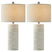 Oneach Ceramic Table Lamps Set of 2 for Living Room Bedroom Study 24.5 Modern White Bedside Nightstand Lamp