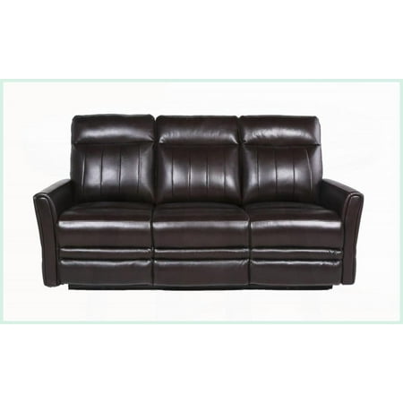 Contemporary Dark Brown Top-Grain Leather Power Reclining Sofa with Articulating Headrest & USB - Ideal for Living Room/Home Theater