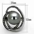 thumbnail image 2 of RareGem TK1371 - High polished (no plating) Stainless Steel Ring with Synthetic Pearl in Gray, 2 of 4