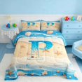 thumbnail image 2 of Manfei Cartoon Letter P Beach Seashell Starfish Full Size Comforter Sets for Kids Boys and Girls, Nautical Alphabet Print Bedding Sets, Navy Reversible 3pcs, 1 Comforter and 2 Pillowcases, 2 of 6