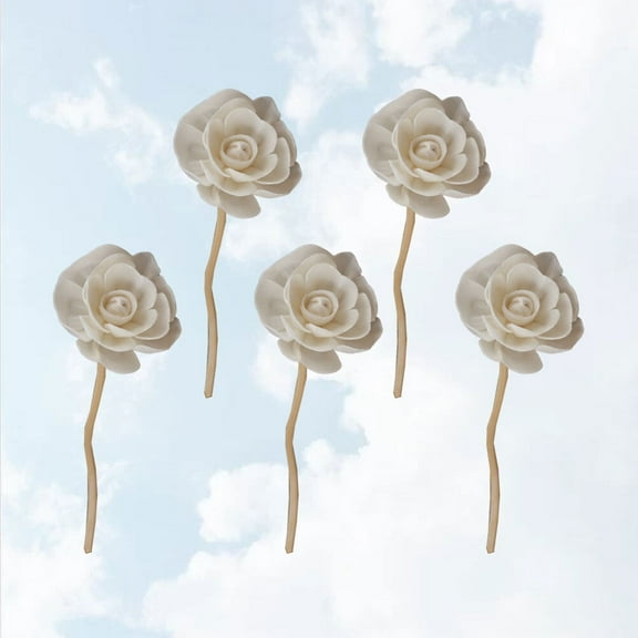 Nicehomfit 5Pcs Light Grey Diffuser Sticks with Flower Design for Living Room and Office Fragrance