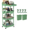 thumbnail image 1 of LLMRR 4 Tier Rolling Utility Cart with Drawer, Cart with Drawer & Handle, Bathroom Cart Organizer, Rolling Storage Cart with Drawer, Rolling Cart with Lockable Wheels for Kitchen, Office, Green, 1 of 9
