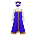 thumbnail image 1 of Robe de Noël Traditionnelle Russe pour Filles, Robe Tutu Princesse avec Bandeau 2 Pcs Bleu 140/L, 1 of 5