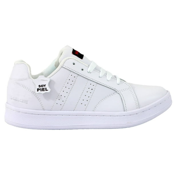 Tenis Piel Unisex KUALI SHOES Cosido Escolar Casual Air Urbano M-070 TALLA 24 CM BLANCO