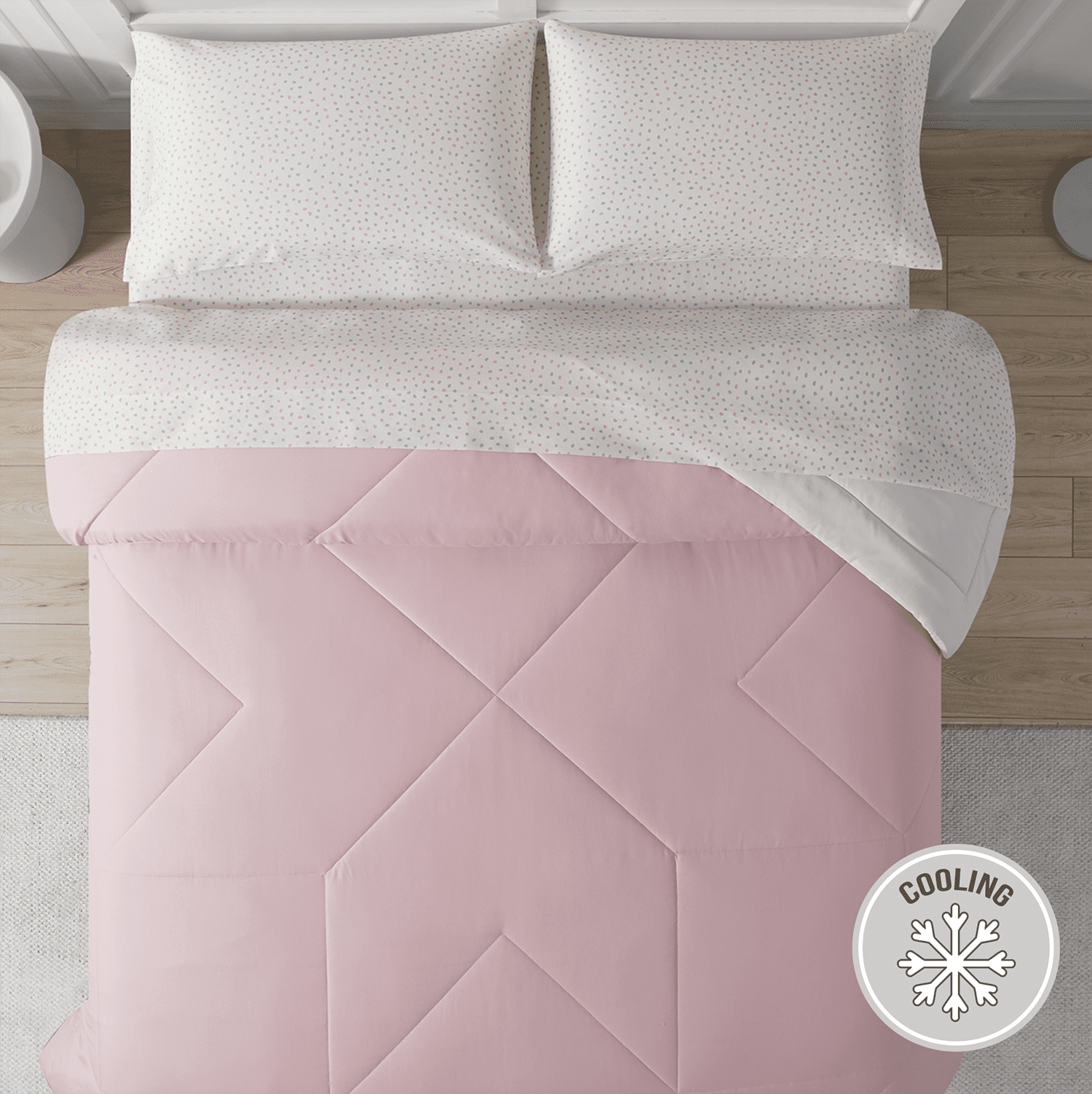 Bco Home 5-Piece Cooling Technology Pink Comforter and Sheet Set, Queen