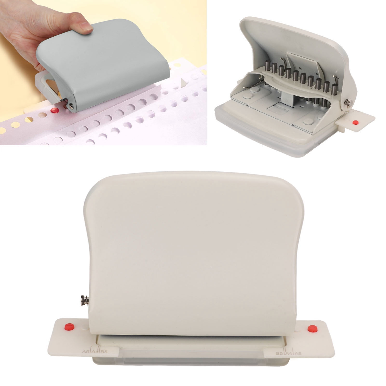 Nieyigj 10-Hole Metal Handheld Paper Punch for Bookbinding, 10-Sheet Capacity, White
