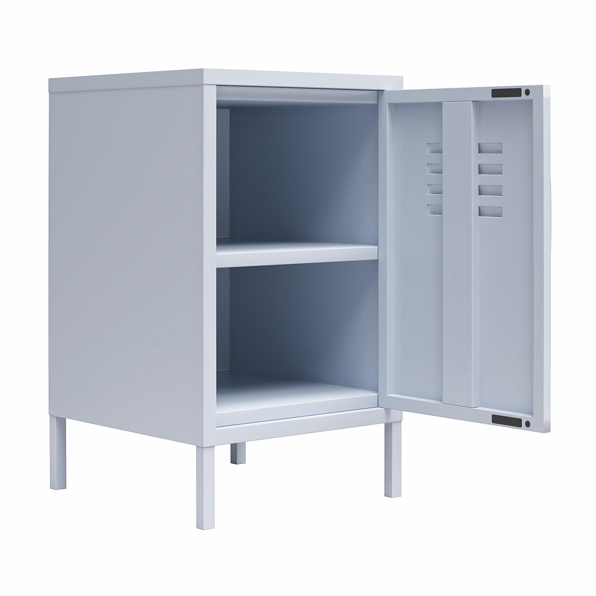 Novogratz Cache Metal Locker Style Living Room End Table, Powder Blue
