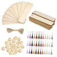 thumbnail image 2 of Marcapáginas de madera sin terminar de 133 piezas con agujeros y borlas, etiquetas colgantes, adornos para teñir DIY, decoración de bodas, fiestas de Baoblaze Marcadores en blanco, 2 of 8