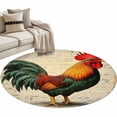 thumbnail image 2 of 3.3ft Washable Round Rug, Retro Rooster Animal Non-Slip Circle Area Rug for Entryway Bedroom, Watercolor Country Style Indoor Accent Floor Mat for Home Decor, 2 of 9