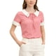 thumbnail image 5 of INSPIRAR CHIC Blusas de manga corta con cuello de muñeca en contraste y lunares S Rosa, 5 of 6