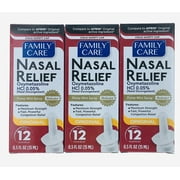 Family Care Nasal Relief Pump Mist Spray .5OZ [ Pack of 3 ]