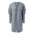 thumbnail image 5 of HCYSFG Womens Longline Cardigan Sweater Open Front Long Sleeve Patch Pockets Textured Knit Loose Fit Everyday Layering Tops, 5 of 5