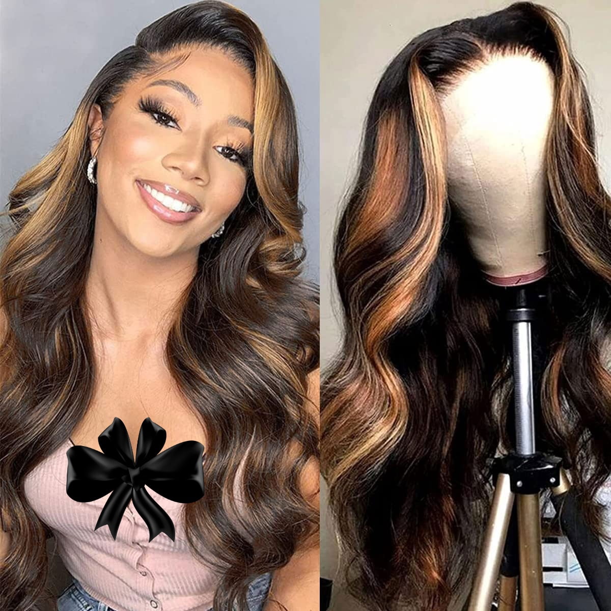 Lace Glueless Wig Human Hair Ombre Body Wave Hd Lace Front Wigs