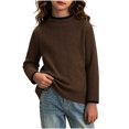 thumbnail image 5 of Girls Half Turtleneck Long‑Sleeve Ribbed Knit Tops, Slim Stretchy Contrast Trim Basic Layering Pullover for Cool Season Daily Wear | CSEONE, 5 of 6