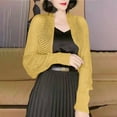 thumbnail image 2 of UVEASISHA Crochet Cardigans for Women Hollow Out Long Sleeve Open Front Cardigan Sweaters Boho Casual Beach Cover Ups Yellow Free Size, 2 of 6
