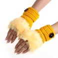 thumbnail image 2 of Hontri Gloves for Women Cold Weather Girl Mittens Warm Rabbit Winter Women Wrist Fingerless Plush Faux Gloves Gloves Gloves for Women Yellow, 2 of 3