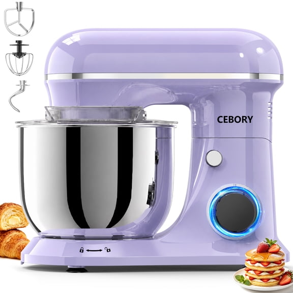 CEBORY 4 QT 3-in-1 Stand Mixer, 10-Speed Tilt-Head Electric Kitchen Mixer with Dough Hook, Beater, Whisk, and Stainless Steel Bowl for Home Baking