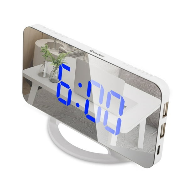sweethay Proyector Ajustable Multifuncional Despertador Digital Reloj Maquillaje Espejo Termómetro Proyección Relojes Blanco, Luz Azul Type2 NO2
