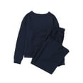 thumbnail image 3 of Aleumdr Women's 2 Piece Outfits Sweatsuit Long Sleeve Tops and Buttom Textured Two Piece Outfits Navy Blue S, 3 of 9